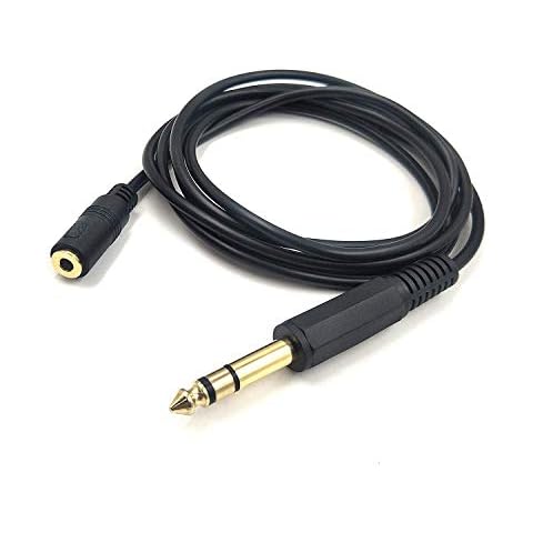Haokiang 3.5mm to 6.35mm Audio Cable Golden Plated 1/8 inch Female to 1/4 inch Male TRS Stereo Audio Jack Converter Adapter Extension Wire Cord 5FT/1.5M(3.5F-6.35M) Cover