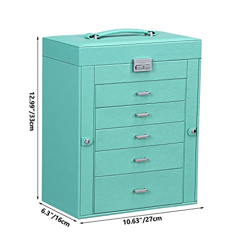 Anwbroad Large Jewelry Box 6 Tier Jewelry Organizer Box Display Storage Case Holder With Lock Mirror Girls Jewelry Box For Earrings Rings Necklaces Bracelets Earrings Gift Ujjb004Q #TOP5