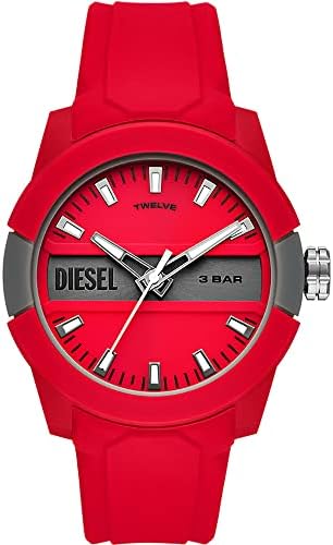 Diesel Three-Hand Watch for Men Double Up, Nylon Watch, 43mm case size with silicone Strap
