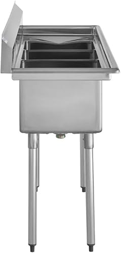 Miniatura 2 de Kratos 29N-004 - Fregadero comercial NSF de 3 compartimentos, 14 pulgadas de ancho x 16 pulgadas de largo x 12 pulgadas de alto, (2) tablas de