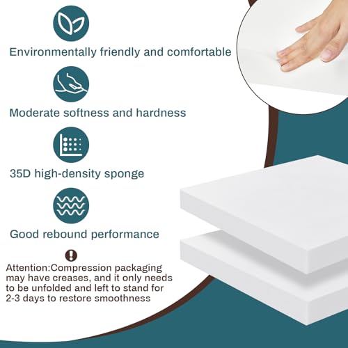 Frienda 2 Pack 2" x 24" x 24" Upholstery High Density Foam Cushion Replacement Square Cut to Size Foam Couch for Chair Couches Padding Shipping Packing DIY Cosplay Projects(White) by Frienda - Image 3