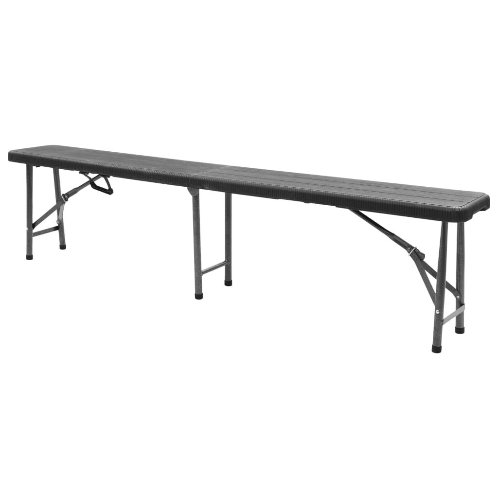 Lot de 2 bancs de camping pliables en polyéthylène haute densité - 180 cm - Pour jardin, camping, pique-nique