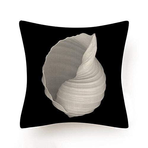 Taie Carrée Noir Et Blanc Conque Linge De Maison Décoration Mignon Coussin Imprimé Convient pour Canapé Chambre Salon Coque De Protection Voiture,Couleur 1 Cover