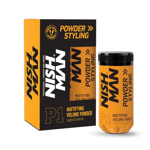 NISHMAN Hair Volume Powder P1 20 gr | Light Control | Natural Matte Look | Hair Styling Powder Men | Hair Texture Powder Wax | Texturising Volumising Hair Powder Men