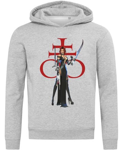 Sweat à capuche fille gris au motif épées idéal pour l'école