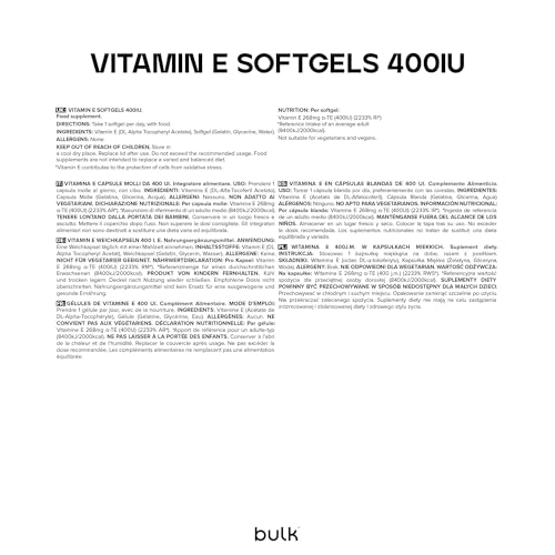 Bulk Vitamin E Weichkapseln, 400IU, 400IU, 90 Kapseln – Bild 3