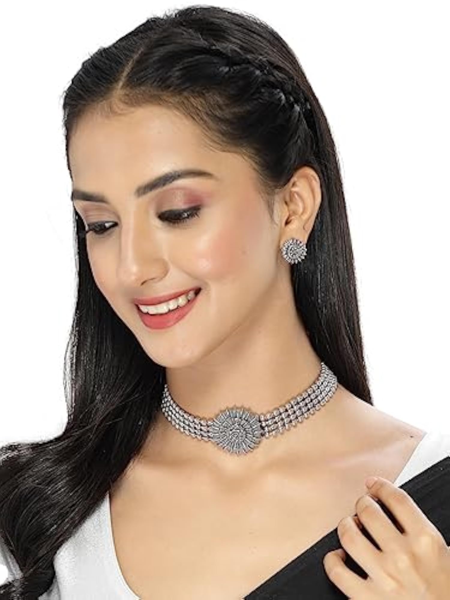 Choker Necklace Set With Studs Earring Jewellery Set