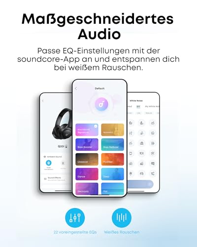 soundcore by Anker Q20i kabelloser Bluetooth Over-Ear-Kopfhörer mit Hybrid Active Noise Cancelling, 40h Spielzeit im ANC-Modus, Hi-Res Audio, tiefer Bass, Personalisierung per App(Rosa)