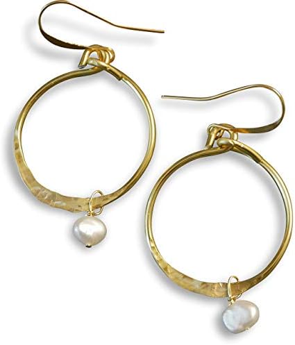 Handmade Lightweight Large Goldtone Pearl Womens Drop Earrings Beads by Bettina