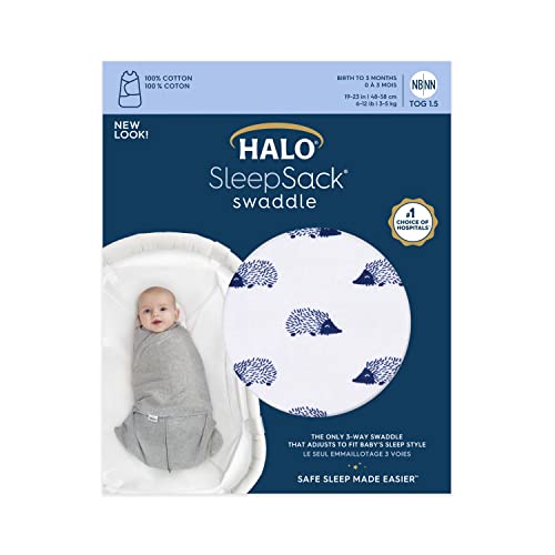 image for HALO 100% Cotton Sleepsack Swaddle, 3-Way Adjustable Wearable Blanket,