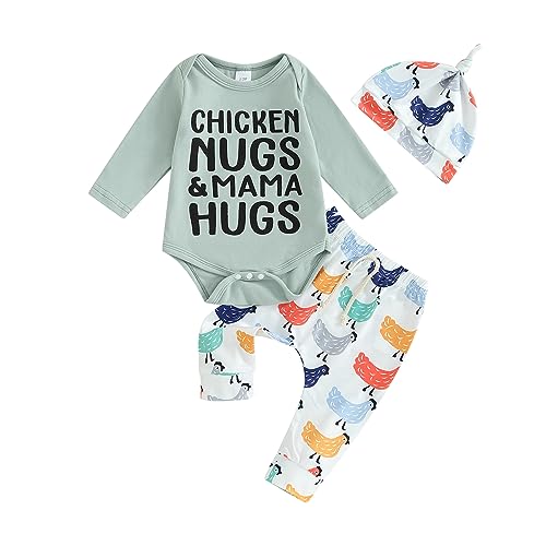 Image of Twopumpkin Infant Baby Boy Farm Letter Bodysuit Romper and Long Pants Newborn Coming Home Outfit Cute Clothes Sets with Hat
