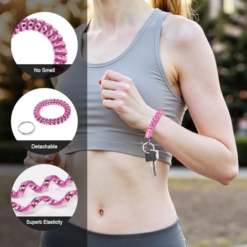 Image of TENOC Spiral Coil Keychain, Anti-lost Key Chain Holder Lanyard Cord for Sauna Outdoor Sports and Gym Pool