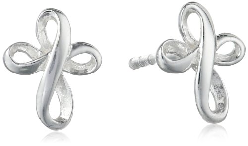 Sterling Silver Infinity Cross Button Earrings