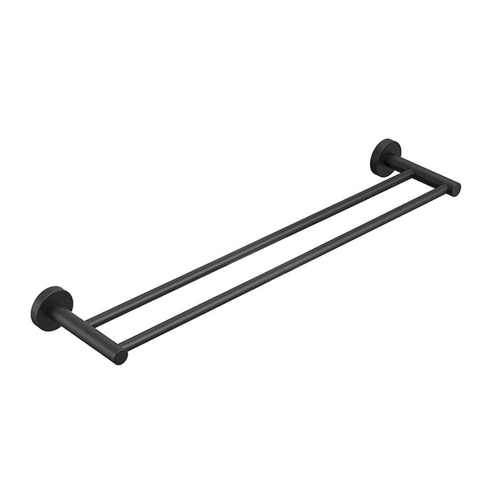 Toallero de baño negro de doble barra para evitar humedades en toallas