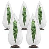 Gardzen 5-Pack Plant Covers Freeze Protection, Drawstring Tree Cover with Zipper, Winter Freeze Plant Protection, Tree Jacket Frost Blanket for Outdoor Plants, 54”×72”