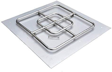 onlyfire Stainless Steel Square Fire Pit Flat Pan with Burner Ring Assembly, 24-Inch
