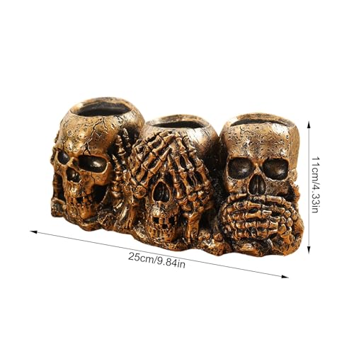 Jardinière d'Halloween crânes en résine gothique noir 25x11cm