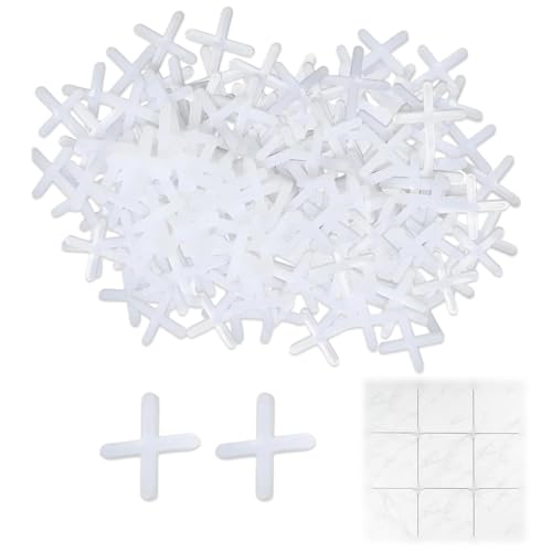 BCHKO 500 piezas de crucetas para baldosas, separadores de juntas para baldosas de terraza, juntas de baldosas, baldosas de pared y suelo, para posicionamiento preciso (3 mm) (blanco)