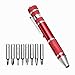 Produktbild JoyRolly DIYWORK 8 in 1 Schraubendreher Handy Repair Tool Kit Multi-Tool Präzision Stift Stil Aluminium Präzision Schraubendreher Set (rot)