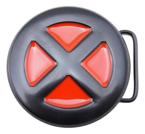 TCB Creations Xmen Red and Black Metal Enamel Belt Buckle