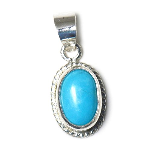 Pendentif en argent 925 et turquoise naturelle d'exception