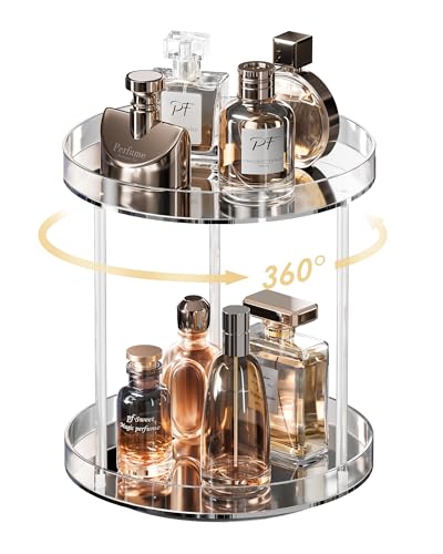 Lolalet 360 Degree Rotating Acrylic Perfume Organizer Stand, 2 Tiers
