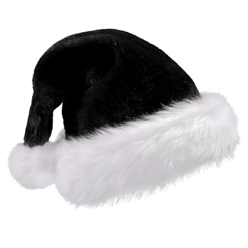 GlyinnHe Santa Hat Black Christmas Hat Velvet Xmas Hoilday Day for Adults Christmas New Year Party Supply