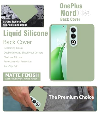 Image of LIRAMARK Liquid Silicone Soft Back Cover Case for OnePlus Nord CE4 5G (Mint Green)