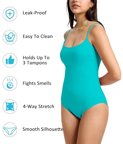 Image of Beautikini Period Swimwear One Piece Leakproof Swimsuit Menstrual Tummy Control Bathing Suit for Teens Girls and Women