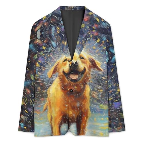 Wrapped Dog Men's Casual Blazers Slim Fit Sport Coats Blazer Two Buttons Suit Jacket for Work Party3