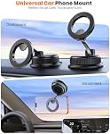 Support de téléphone de voiture magnétique pour MagSafe, Strong Suction Cup Support de téléphone pour le tableau de bord de voiture & Pare-brise, 360° Rotation & Support de téléphone portable pliable et réglable pour voiture, Convient iPhone 12-17 Series