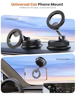 BOSILLEY Magnetic Car Phone Holder for Dashboard, MagSafe Car Mount, Nano Gel Suction Car Phone Mount, Foldable Automotive Dashboard Phone Holder, 360° Rotatable for iPhone 18 17 16 15 14 13 12 Series — photo 2 of 6
