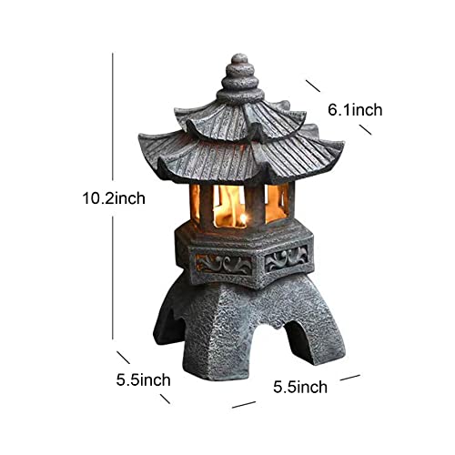 Solar Pagoda Lantern, 10.2Inch Resin Japanese Style Zen Lantern With Solar Led Light, Garden Landscape Decorative Lamp Ornament For Balcony,Garden,Patio Decoration (Style 1) #TOP2