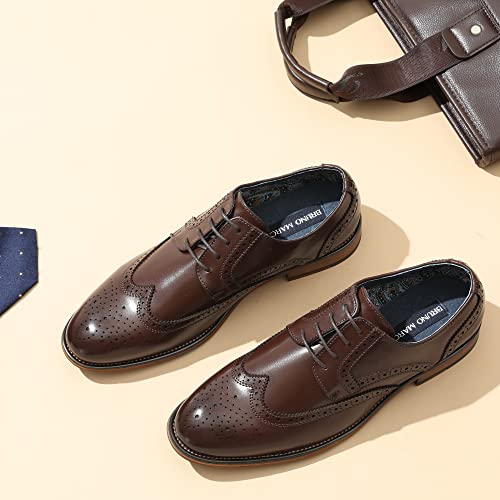 Bruno Marc Men's Lace Up Soft Cap-Toe Formal Dress Shoes,Size 6.5,Dark Brown-Wingtip,Louis_2