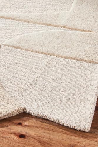 Tapis en laine tufté main blanc cassé moderne 120 x 180 cm