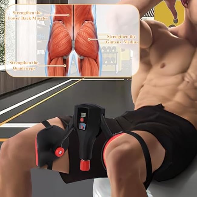 Thigh Master Inner Thigh Exerciser Adjustable Resistance 0-132 LB Strength Exercise Equipment, Leg Workout Exerciser Pelvic Floor Hip Trainer with Resistance Display and Smart Counter, Black/Red