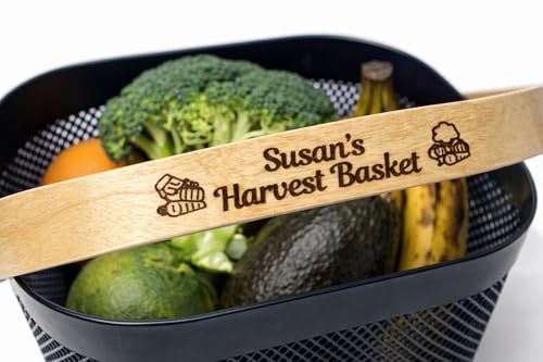 Cesto de cosecha para jardinería con asa de bambú personalizado miniatura 5