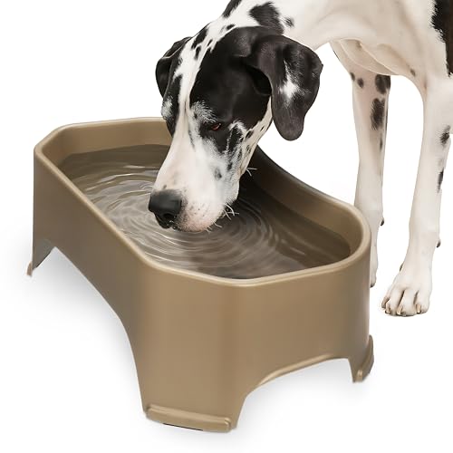 Image of Neater Pet Brands Extra Large Water Bowl for Dogs, Outdoor Dog Water Bowl (2.25 Gallon XL Capacity), Big Trough Style Food Dish for Indoors or Outside, No Spill Large Dog Bowls, Champagne
