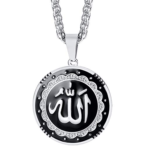 Jude Jewelers Stainless Steel Round Shape Muslim Islamic Religious Pendant Necklace