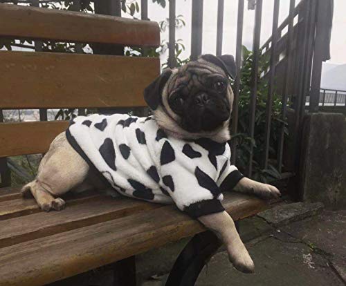 Idepet Dog Cat Clothes Outfit Coat Sweater Avocado Duck Cow Cartoon Costume Soft Warm Coral Fleece Pet Hoodie Winter Party Dress Up Cloth Jumpsuit Apparel For Puppy (X-Large, White) #TOP5