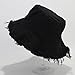 Quanhaigou Frayed Unisex Sun Hats, Fashion Beach Bucket Hat for Men Women,Summer Outdoor Boy's Girls Boonie Cap (Frayed Black)