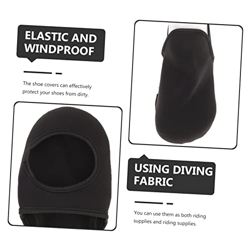 POPETPOP 2Pcs Cubiertas de Zapatos para Montar al Aire Libre a Prueba de Viento, Protectoras, Antideslizantes, Neopreno Negro, Talla 20X10X2CM miniatura 3