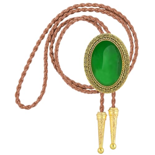 Image of Jeilwiy Bolo Tie for Men Real Stone Westwern Cowboy Ties Silver Bolos Women Leather Necktie Gift for Birthday Christmas