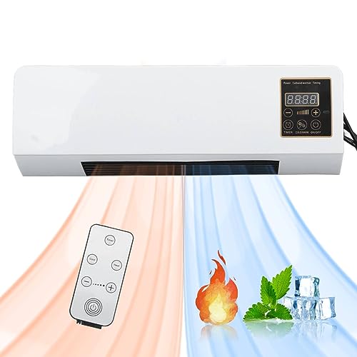 Yctze Aire Acondicionado, Aire Acondicionado Portátil con Calentador de Calor Aire Acondicionado Portátil Montado en la Pared Ventilador Caliente con Control Remoto Enchufe de la UE