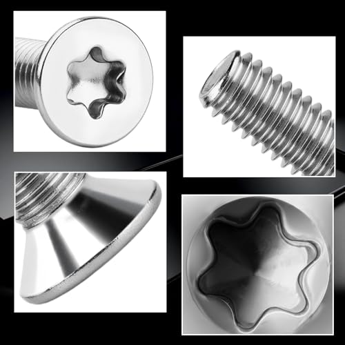 Mbsomnus 25 Stück Flachkopfschrauben M4x20mm Torx Schrauben M4 Edelstahl A2 V2A mit Innensechsrund/Torx-Antrieb Senkkopfschrauben Maschinenschrauben Standard für Holz Wohnmöbel Metallarbeiten