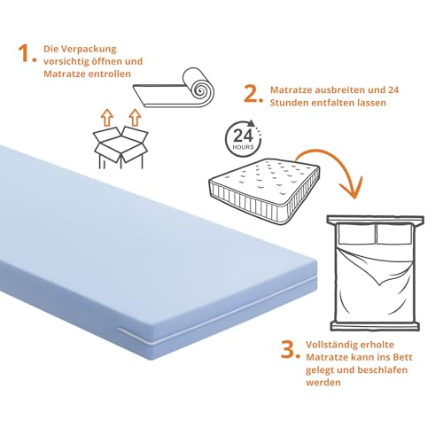 sleepling Matratze 90x200 Basic 20, Komfortschaummatratze, Rollmatratze mit Härtegrad 2, Made in...