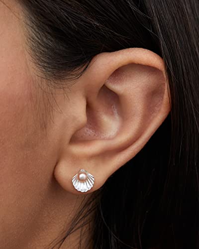 Disney Princess Jewelry, Little Mermaid Seashell Pearl Stud Earrings, Sterling Silver2
