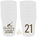 Finally Legal 21st Birthday Party Cups and 1"Buy Me a Shot I'm 21" Button! Set of 12, 16oz White and Gold 21st Birthday Stadium Cups, Perfect for Birthday Parties, Birthday Decorations!