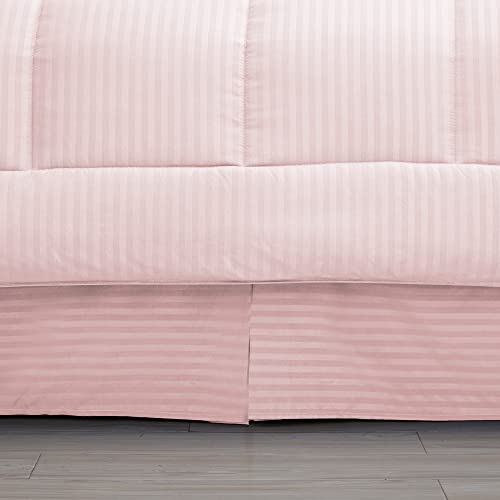 Image of Sweet Home Collection 8 Piece Comforter Set Bag with Dobby Stripe Design, Bed Sheets, 2 Pillowcases, 2 Shams Down Alternative All Season Warmth, Queen, Pale Pink