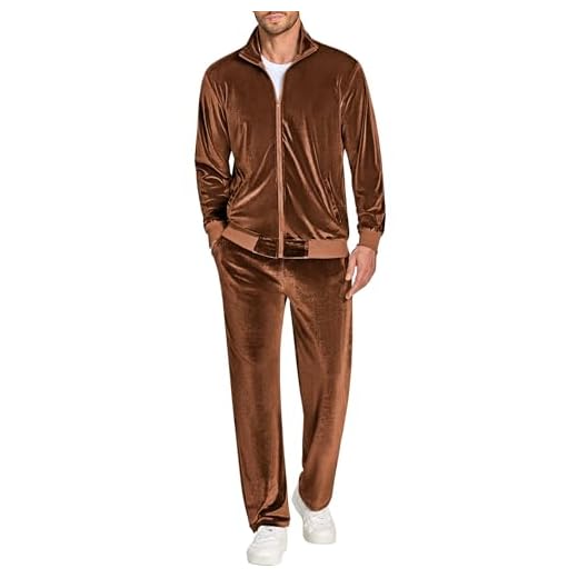 COOFANDY Mens Velour Tracksuit Winter Thermal Sportwear Full Zip Athletic Training Suit